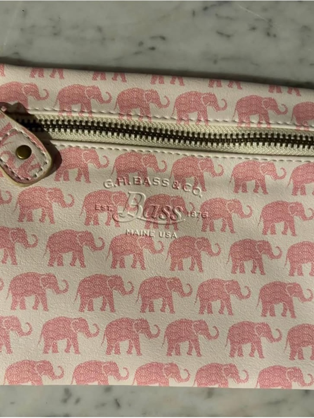 GH Bass Pink Elephant Pattern Cosmetic Pouch